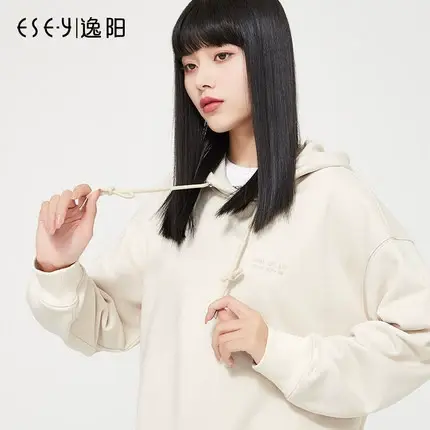 逸阳2023新款卫衣女连帽宽松韩版开叉上衣时尚修身纯色外套潮4779商品大图