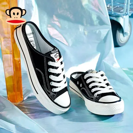 大嘴猴女鞋半拖帆布鞋女夏2023年春季新款透气板鞋一脚蹬百搭半托商品大图