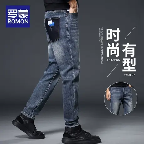 罗蒙秋季牛仔裤男2023新款修身直筒裤子春秋款弹力百搭男士休闲裤图片