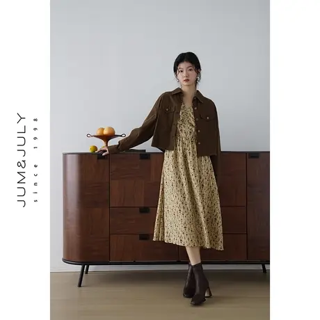 嘉茱莉2023秋季新款1OO棉工装夹克上衣外套女小个子短款宽松衬衫图片