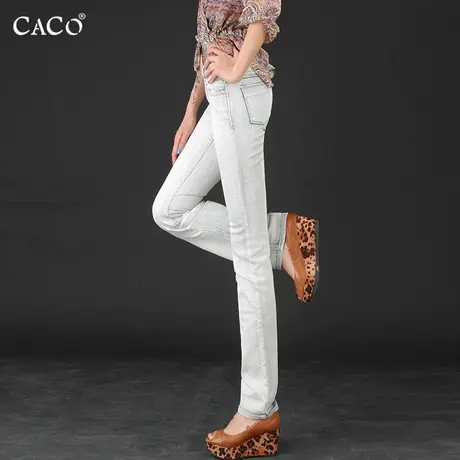 直筒牛仔裤女新款高腰修身显瘦复古水洗纯棉透气蓝白色设计感长裤商品大图