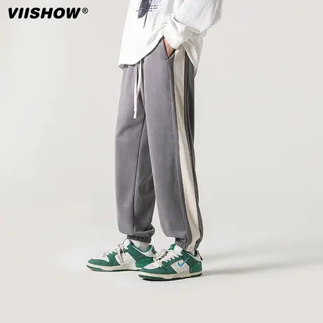 VIISHOW卫裤男直筒宽松侧边条纹2023年春季新款休闲裤运动长裤子商品大图