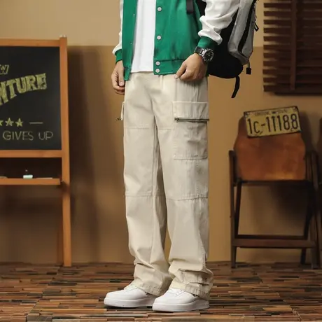 男裤潮流秋冬季男士大码直筒工装裤男款裤子时尚休闲裤宽松男款商品大图