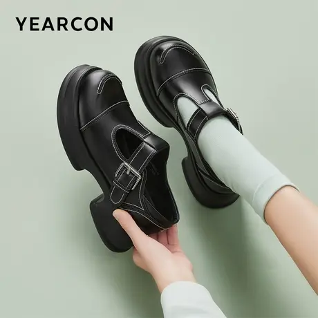 意尔康英伦小皮鞋女2024春新款韩版学生复古罗马鞋圆头玛丽珍单鞋图片
