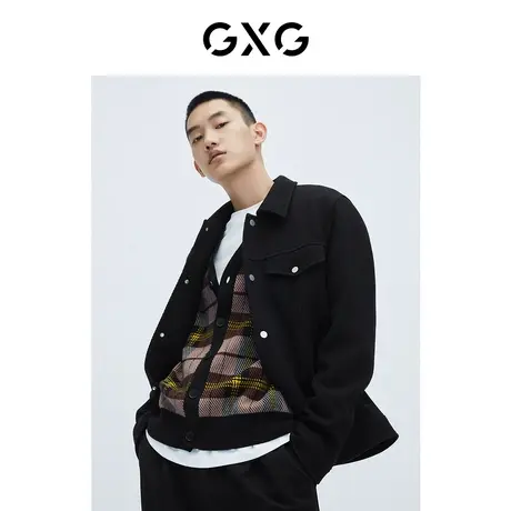 GXG男装 冬季时尚休闲帅气个性潮黑色青年夹克GC121005K商品大图