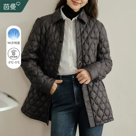 茵曼轻薄衬衣款羽绒服女中长款2023冬季新款保暖修身时尚棉服外套图片