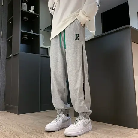 休闲长裤男夏季潮牌宽松束脚运动裤子男春秋季美式高街青少年卫裤商品大图