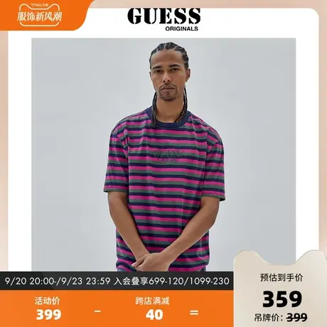 GUESSORIGINALS23新秋男士刺绣LOGO撞色圆领短袖T恤-M3BI07K9XF1图片