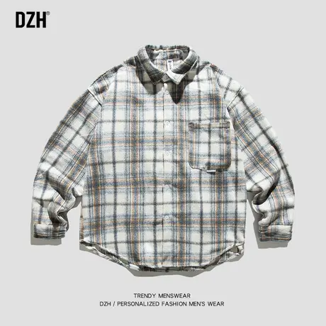 男士格子长袖衬衫男高级感痞帅休闲衬衣外套2023新款秋季百搭上衣商品大图