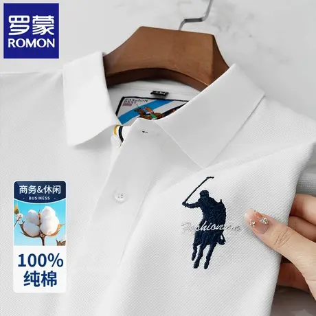 罗蒙纯棉男士POLO衫短袖T恤时尚刺绣休闲翻领上衣夏季薄款半袖N2Z图片