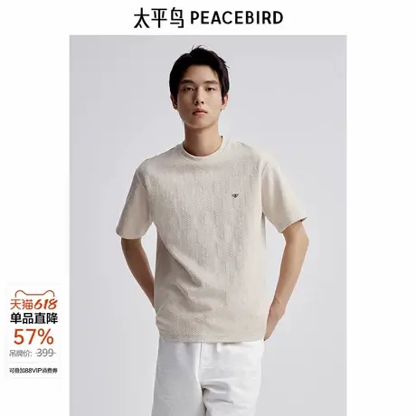 太平鸟男装夏季新款提花面料短袖T恤B1CNE2404图片