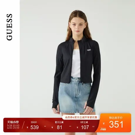 GUESS25年新款春季女士运动瑜伽气质立领收腰上衣-W5PP95K2Q40图片