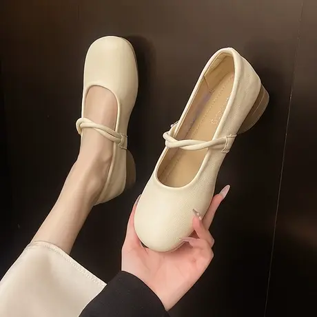 法式洋气玛丽珍鞋女2025年春季新款气质百搭小皮鞋配裙子温柔单鞋图片