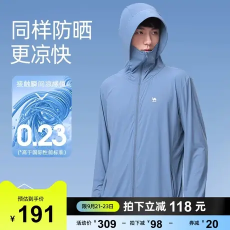 骆驼2023夏季新款户外防紫外线防晒服男女冰丝凉感透气黑胶防晒衣商品大图