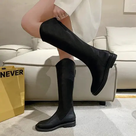 不过膝长靴女夏季2023年新款黑色防滑高筒靴时尚气质显瘦骑士靴潮图片