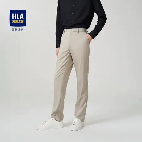 HLA/海澜之家洗水工艺休闲裤2023秋季新款撞色织唛商务直筒裤子男图片
