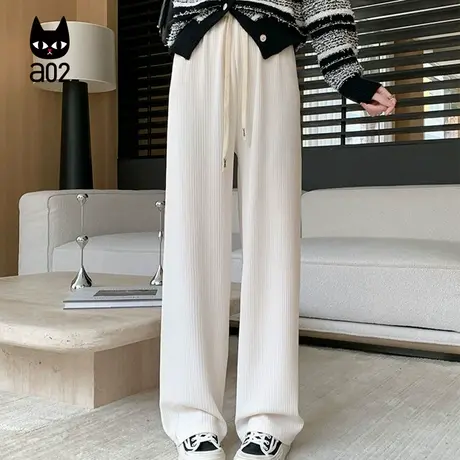 a02宽松微喇休闲裤子女2025新款秋季设计感长裤通勤穿搭秋装商品大图