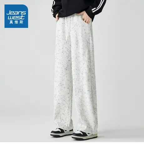 LE真维斯女装2025冬季新款 美式潮流百搭宽松休闲抽绳阔腿裤女商品大图