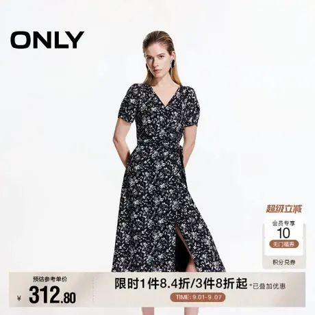 ONLY2025夏季新款法式腰间系带碎花中长款连衣裙女|125207066商品大图