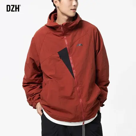 男士红色冲锋衣男款工装外套潮牌男设计感上衣川西旅游穿搭登山服商品大图