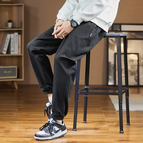 唐狮潮牌休闲裤男士春秋新简约显瘦直筒长裤宽松运动裤子男商品大图