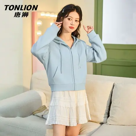 唐狮官方卫衣外套女春秋款2026新款爆款小个子短款连帽开衫上衣VB图片