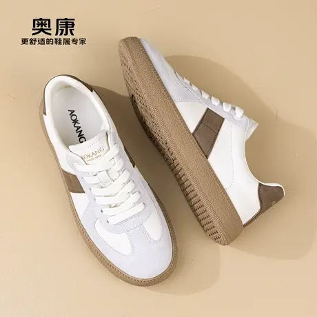 奥康小白鞋男春季新款复古德训鞋厚底休闲运动百搭舒适平底鞋商品大图