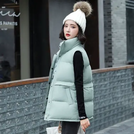 2023秋冬新款羽绒棉马甲女学生马夹宽松背心外穿韩版棉衣加厚外套图片