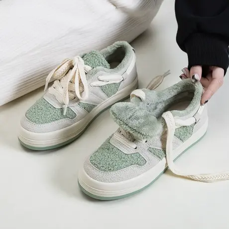 Betoo 冬季棉鞋女厚底加绒小白鞋潮ins休闲运动2022新款百搭板鞋商品大图