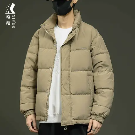希越冬季新款立领棉服男宽松大码男士面包服户外防水保暖羽绒外套商品大图