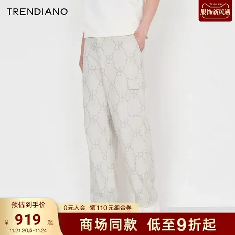 TRENDIANO官方字母提花复古宽松休闲长裤男潮2023新款秋季商品大图