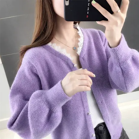 针织衫新款2023爆款春装上衣开衫女士毛衣宽松外穿雪尼尔外搭外套商品大图