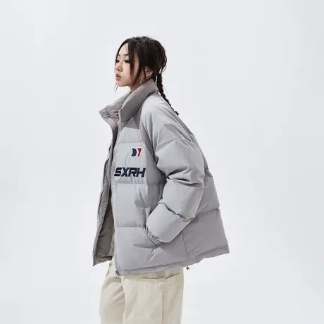 潮牌刺绣拼接保暖棉服女冬季加厚外套2023新款复古宽松面包服棉衣商品大图