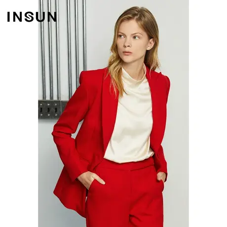 INSUN恩裳冬季高腰线线条感商务西装外套图片