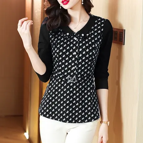 长袖t恤女秋装新款上衣2023新品打底衫女春秋季减龄洋气小衫高贵图片