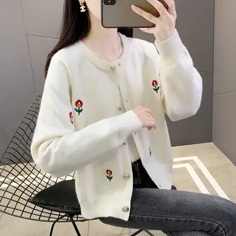 女士毛衣外套女装春装2023年新款爆款宽松针织开衫别致上衣女春秋图片