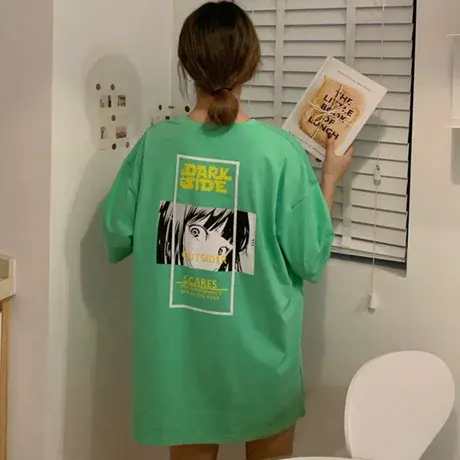 欧货大版ins短袖t恤女2020早春韩版宽松网红百搭蹦迪半袖上衣服潮商品大图