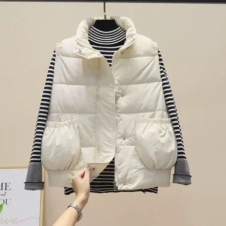 秋冬季新款羽绒棉马甲女2023年新款棉衣外套学生韩版大码坎肩背心商品大图