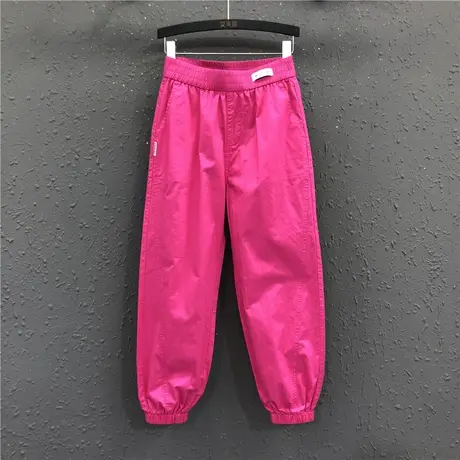 洋气减龄休闲工装裤女2025春夏新款玫红色宽松显瘦小脚哈伦束脚裤商品大图