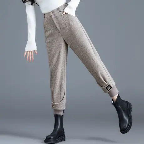 羊毛裤女小个子萝卜毛呢裤女冬2024新款外穿休闲裤子束脚哈伦靴裤图片