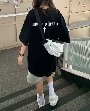 美式复古纯棉短袖t恤女2023夏季宽松潮牌ins设计感小众半袖上衣服图片