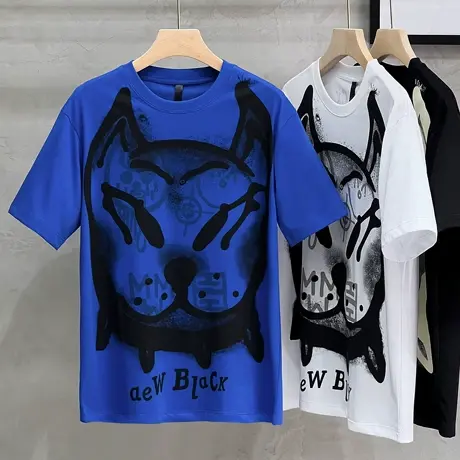 ins高街t恤男士短袖宽松潮流印花上衣服夏季薄款体恤衫潮牌半袖男商品大图