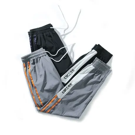 ulzzang日系ins哈伦裤男潮牌束脚宽松轻透速干嘻哈长裤直筒束脚裤商品大图