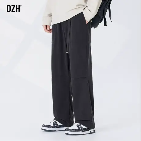 男士黑色灯芯绒男裤子春秋款休闲宽松直筒裤2024年新款阔腿裤长裤商品大图