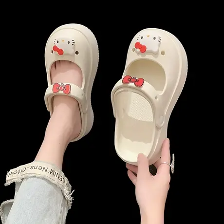 可爱卡通包头踩屎感拖鞋女夏季2023新款厚底洞洞鞋防滑外穿凉拖鞋商品大图