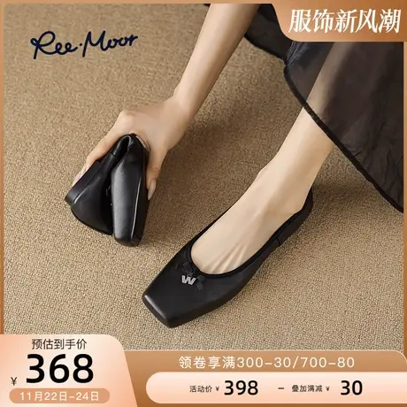 REEMOOR睿慕2024春季新款全羊皮舒适休闲软底平底浅口单鞋船鞋女商品大图