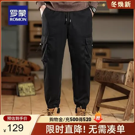 罗蒙男士时尚潮流工装束脚长裤2023秋季新款宽松百搭加厚休闲裤男商品大图