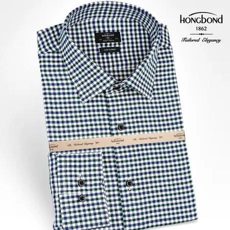 红邦创衣 23秋冬格子衬衣内搭长袖衬衫新款男士商务修身休闲定制图片