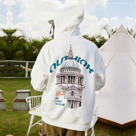 Nuthink加绒加厚连帽卫衣男美式重磅420g潮牌宽松春季保暖外套潮商品大图