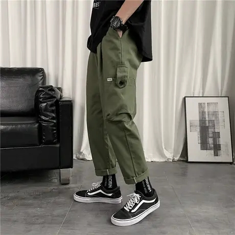 夏季工装裤男士潮牌薄款宽松直筒休闲裤韩版潮流ins束脚长裤子男商品大图